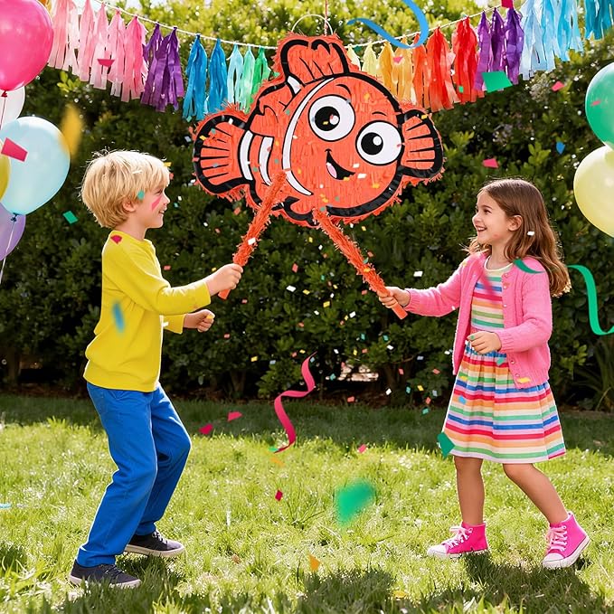 Nemo Pinatas Bundle with a Blindfold and a Bat, Mexican Theme Parties, - Image 6