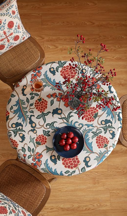 patdrea Designer Linen Round Table Cloth, Durable Breathable Floral Dacorative - Image 7