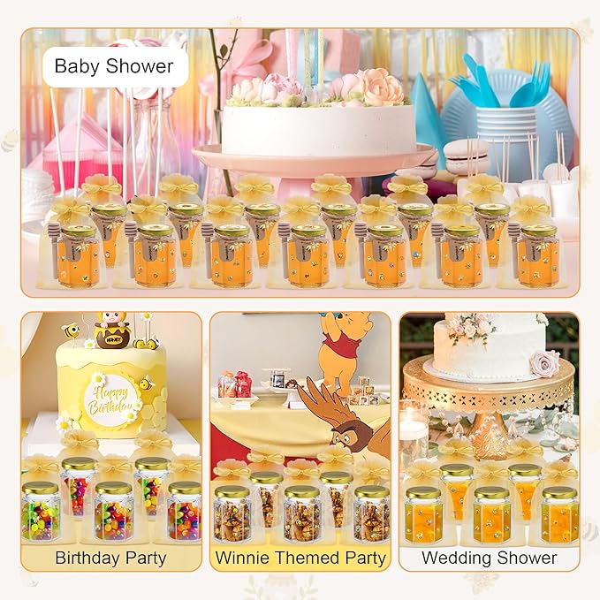 35 Pack 4 oz Mini Hexagon Glass Honey Jars - Image 4