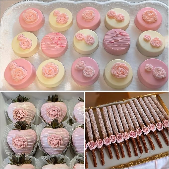 4 Pcs Rose Flower Silicone Molds, Fondant Cake Flower Mold Silicone Polymer - Image 4
