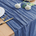 Asee'm Cheesecloth Table Runner 120 Inches Blue Boho Gauze Cheese Cloth Runner by Aseem