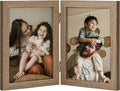 decorUhome Double 5x7 Picture Frame Vertical, Engineered Wood Bifold Photo Frame by decorUhome