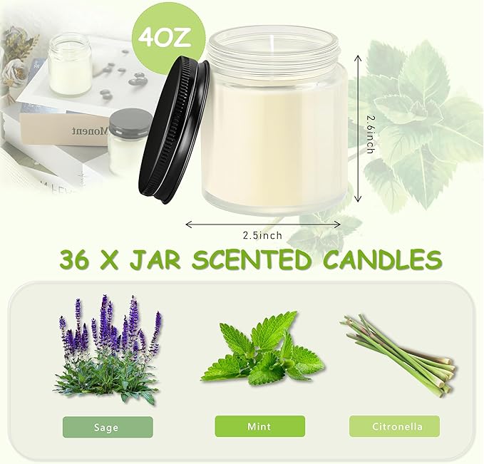 ACITHGL 36 Pcs 4oz Mini Mason Jar Candles Small Scented Candles Bulk - Image 2