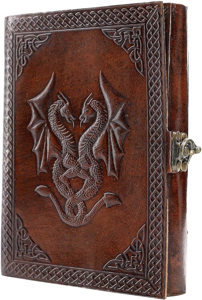 Handmade Leather Double Dragon Journal | Writing Notebook Diary | Bound Daily - Image 8