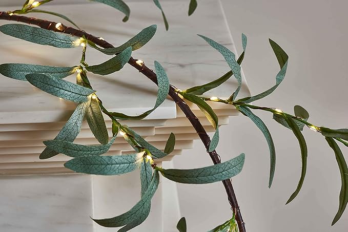 Hairui Lighted Artificial Olive Garland 6FT 96 LED Fairy Lights Battery Operated - Image 2