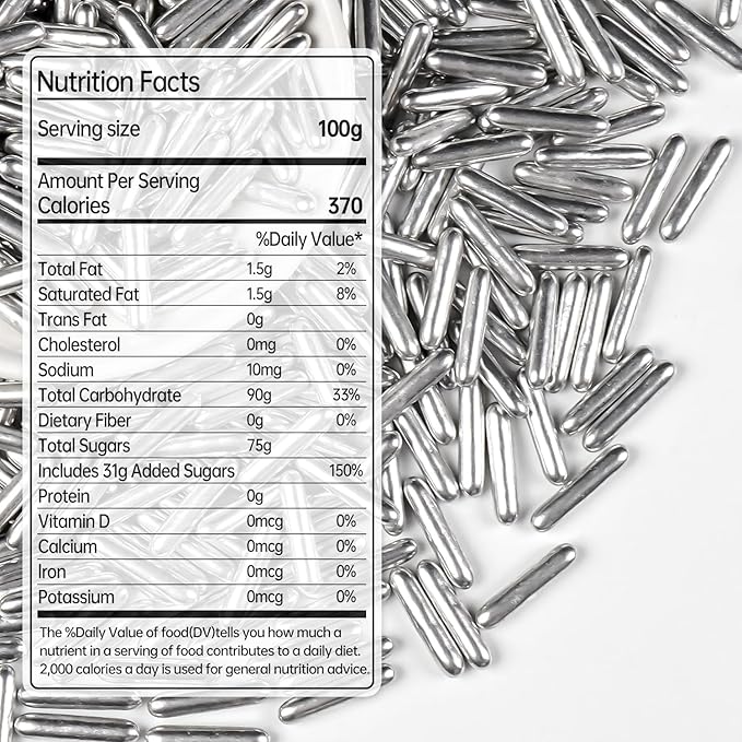 Silver Rods Sprinkles, Sugar Sprinkles - Image 2