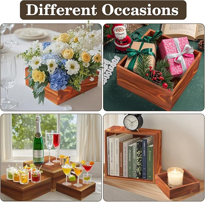 4 Pcs Buffet Risers, Wood Food Riser Dessert Display Stand - Image 6