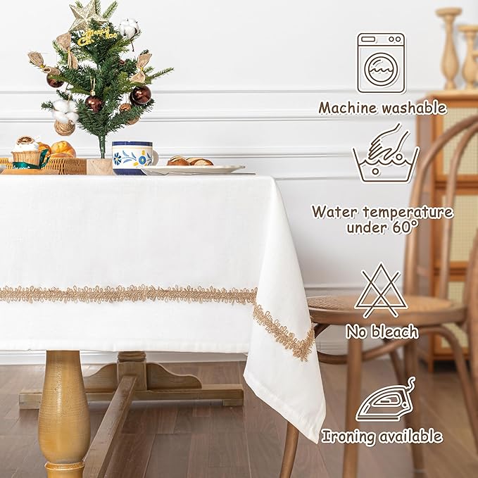 MYSKY HOME Table Cloth for Rectangular, Waterproof Tablecloth, Soft Cotton - Image 5