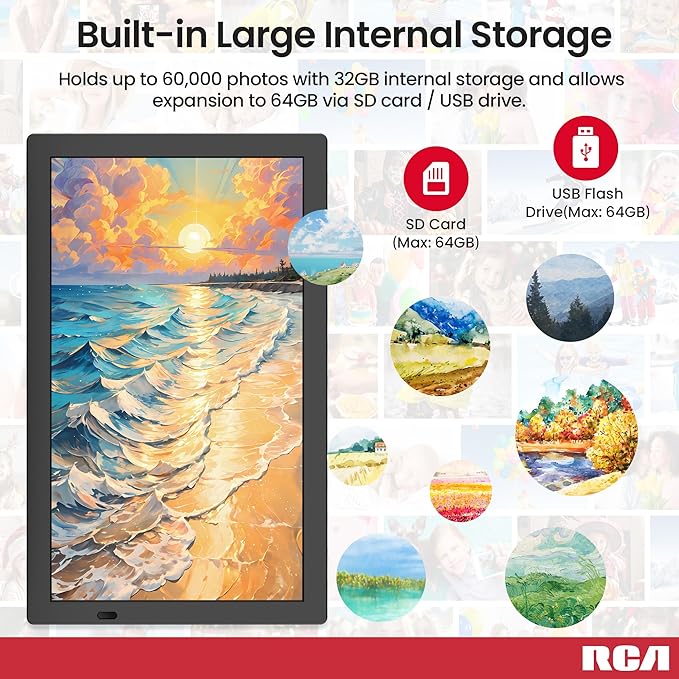 RCA 21.5" Large WiFi Digital Picture Frame Electric Uhale Frames - Image 5