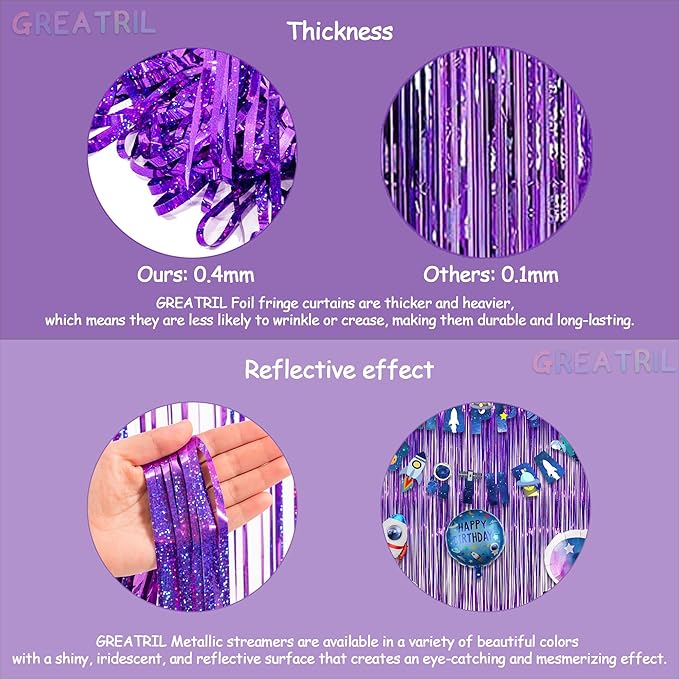 Purple Tinsel Curtain Party Backdrop - Image 4