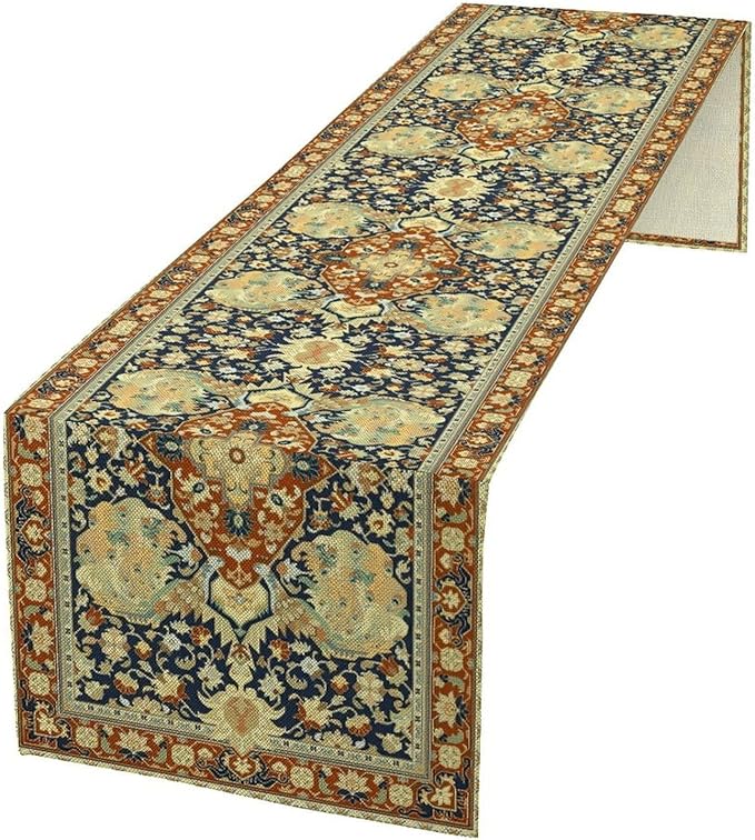 Vintage Boho Floral Table Runner, Elegant Luxurious Rustic Country Farmhouse by Unknown