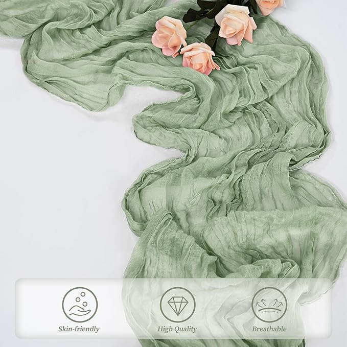 6 Pack Sage Green Cheesecloth Table Runner 10FT Rustic Gauze Fabric Cheese - Image 5