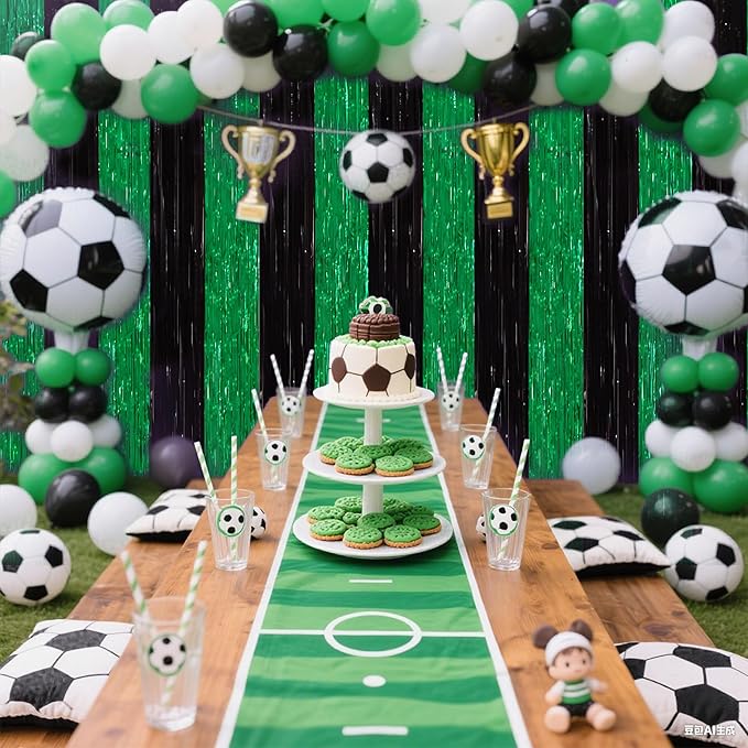 TONIFUL 2Pcs Black Green Door Streamers, Metallic Streamers Green Foil Fringe - Image 5