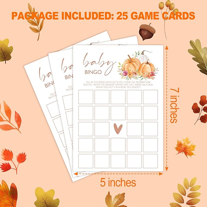 Baby Shower Games: Thanksgiving Bingo, Gender Reveal Party Decorations - Image 2