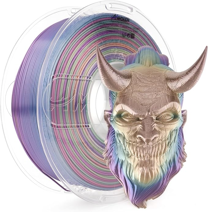 AMOLEN Silk PLA 3D Printer Filament, Shiny Multicolor Kingfisher Rainbow PLA by AMOLEN