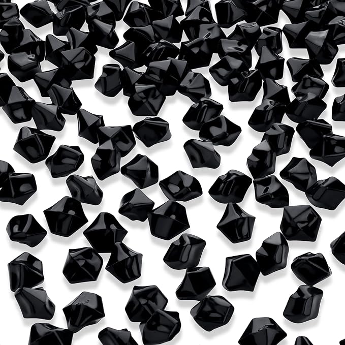 YATOJUZI 500pcs Fake Ice Cubes Black Acrylic Crushed Rocks Vase Fillers Plastic by YATOJUZI