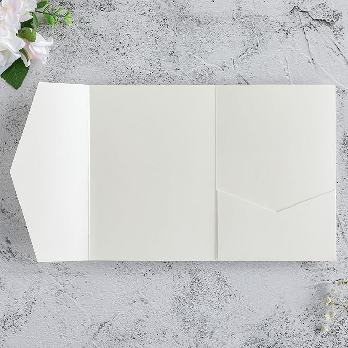 20 PCS Ivory Tri-fold Laser Cut Wedding Invitation Pockets - Image 3