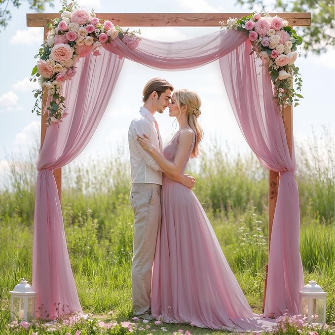 Wedding Arch Draping Fabric, 1 Panel 28" x 19Ft Dusty Rose Arch Drapes Sheer - Image 4