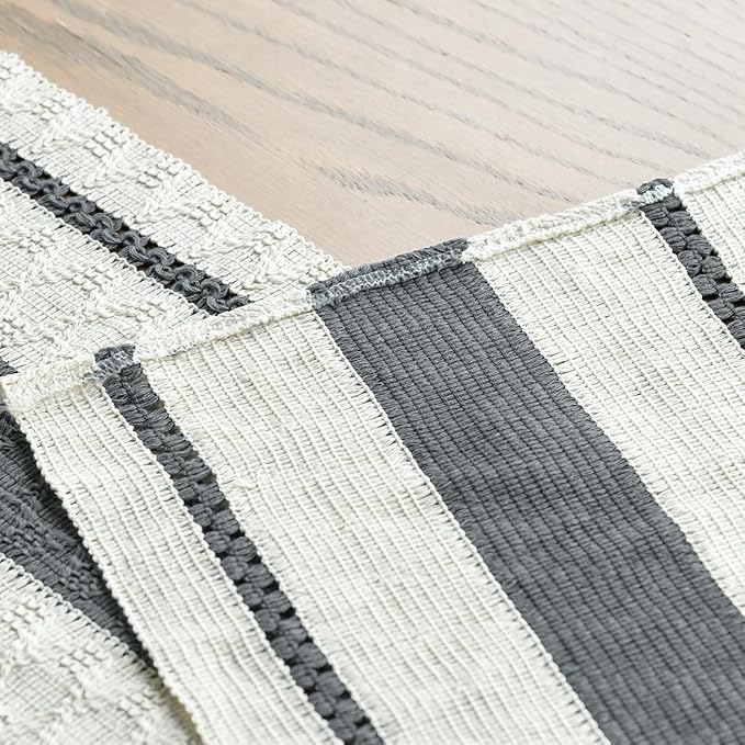 Artoid Mode Dark Grey Farmhouse Woven Rustic Table Runner, Seasonal Holiday - Image 3