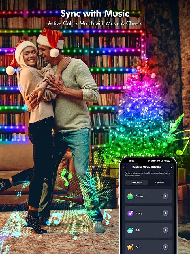 BrizLabs Smart Fairy String Lights, 66ft 200 LED WiFi RGB Christmas Fairy - Image 5