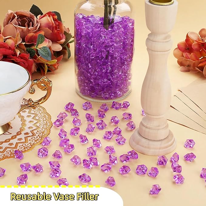 YATOJUZI 500pcs Fake Ice Cubes Purple Acrylic Crushed Rocks Vase Fillers - Image 4