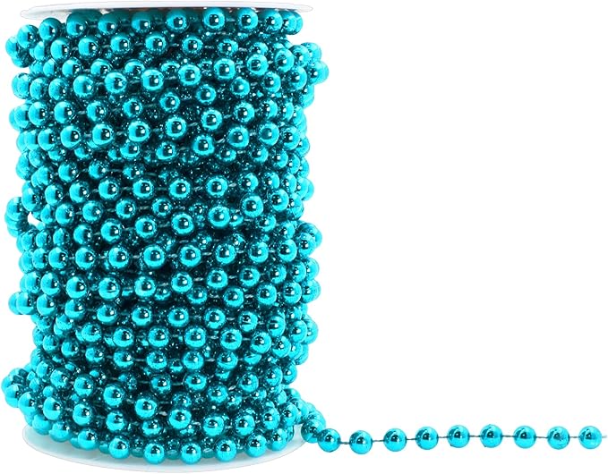 Mandala Crafts 8mm Faux Teal Pearl Beads Roll - Image 3