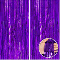 CANREVEL 2 Pack 3.3x8.2 Feet Purple Foil Fringe Backdrop Curtains, Tinsel by CANREVEL