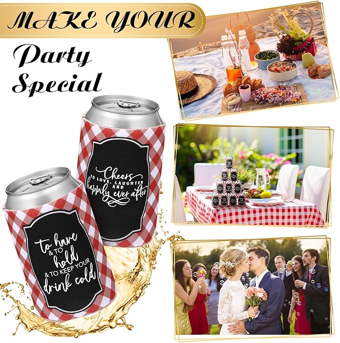 50 Pieces I Do BBQ Party Decorations Wedding Can Cooler Sleeves Bulk BBQ Party - Image 5