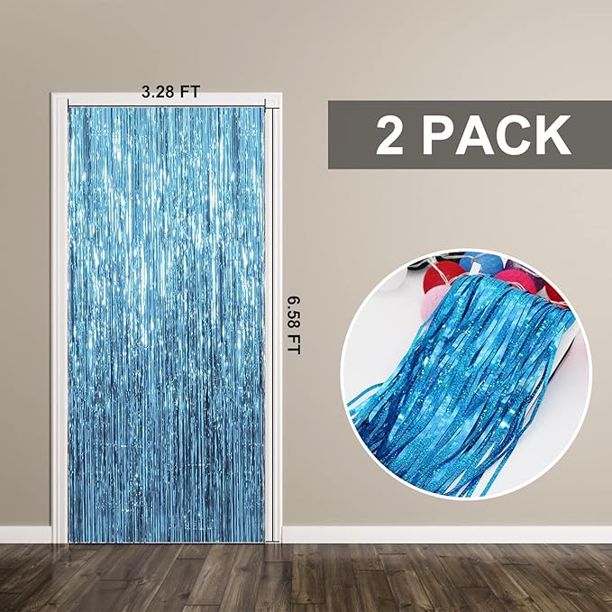 2 Pack Blue Streamers Party Decorations Fringe Backdrop Ocean Themed - Image 7