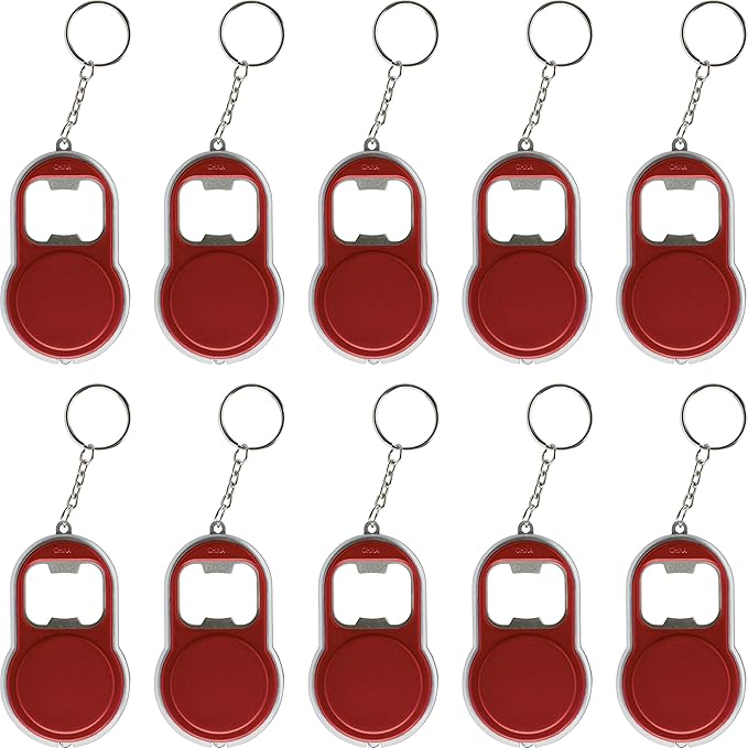 Bottle Opener & LED Keychains Set of 10, Bulk Pack by DISCOUNTPROMOS