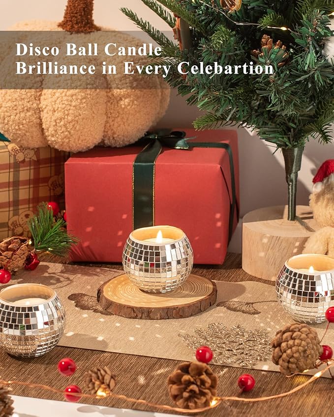 12 Pcs Disco Ball Candle Holder Glass Mirror Candle Holder Disco Ball Decor - Image 6