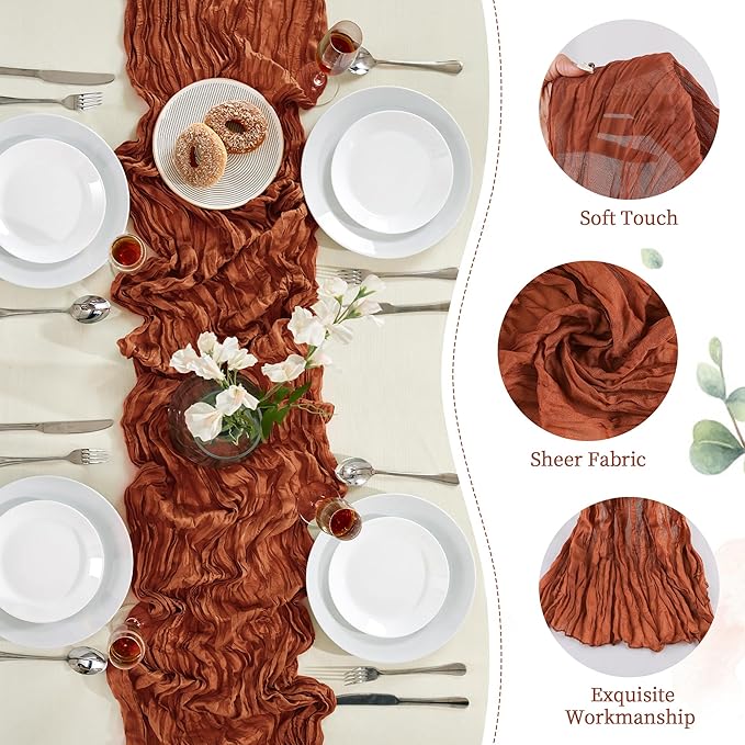 12 Pack Terracotta Cheesecloth Table Runner 10FT Long Boho Gauze Table Runner - Image 3