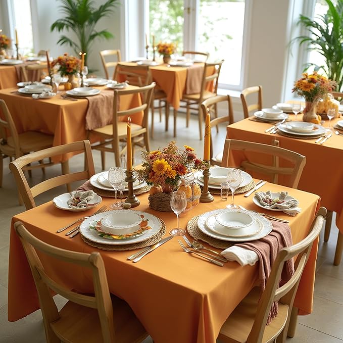sancua Thanksgiving Square Tablecloths 54x54 Inch Bronze, 2 Pack - Image 4
