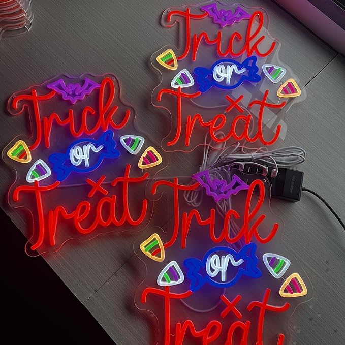 Trick or Treat Neon Sign, Halloween Decorations, Night Light - Image 6
