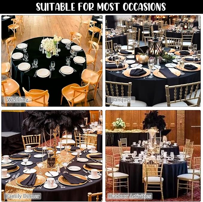 8 Pack Premium Round Tablecloth 120 Inch Round Table Covers Washable Polyester - Image 6