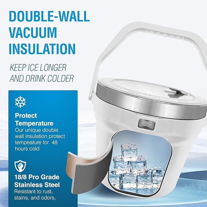 Insulated Ice Bucket with Lid & Scoop-XL Double-Walled, bar Essentials - Image 3