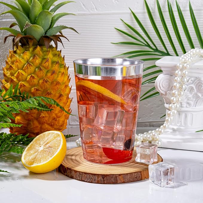 I00000 200 Pack 12 oz Silver Plastic Cups, Plastic Party Wine Glasses Cocktail - Image 3