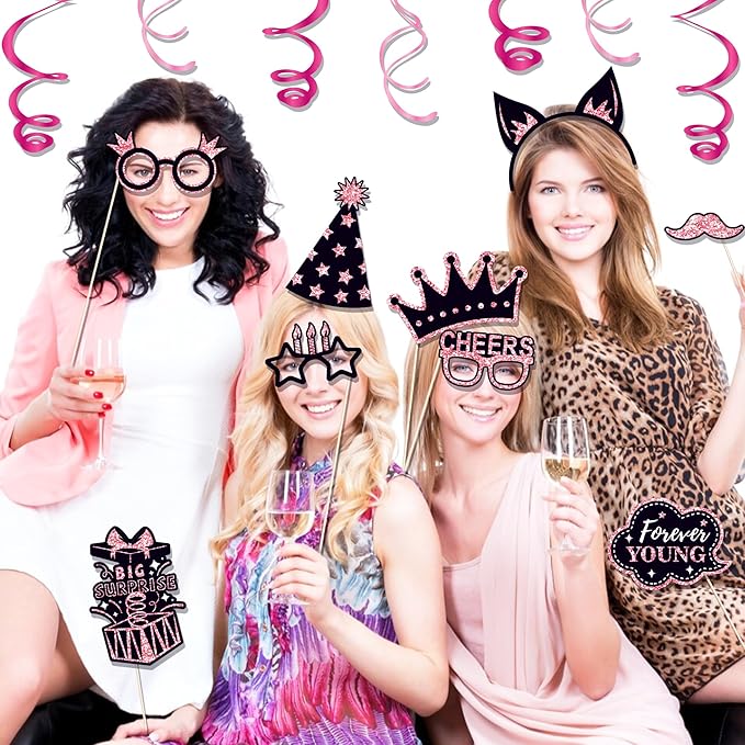 36 PCS Birthday Photo Booth Props Party Supplies Holiday Picture Decorations - Image 5