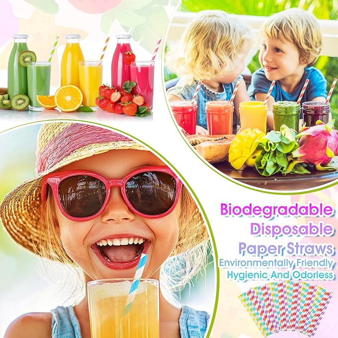 Striped Paper Drinking Straws，Sturdy & Non-Soggy，Food-Safe Ink, and - Image 5