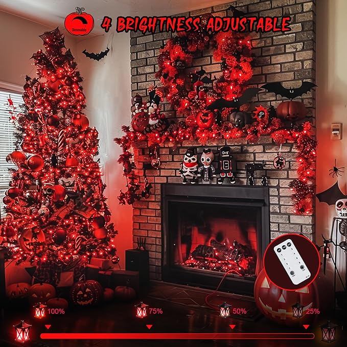 JMEXSUSS 600 LED Red Halloween Lights Outdoor Indoor, 168Ft Red Christmas - Image 2