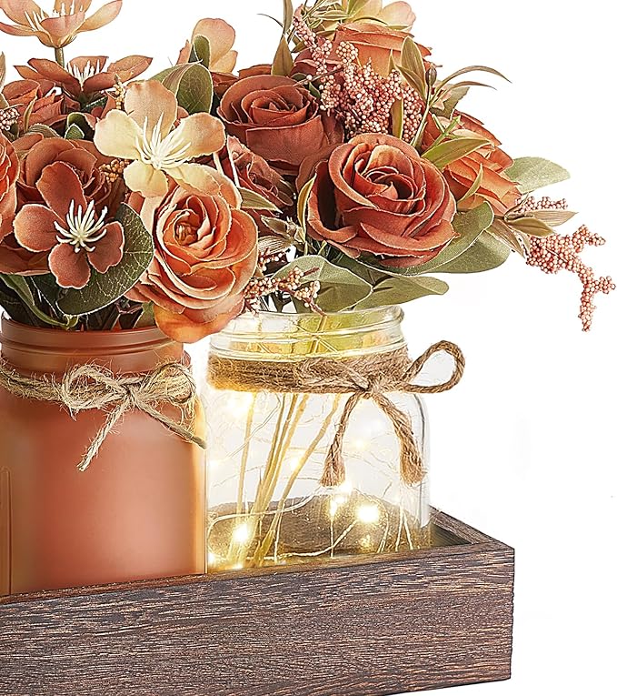 Mkono Mason Jar Lights Centerpiece Table Decorations - Image 7