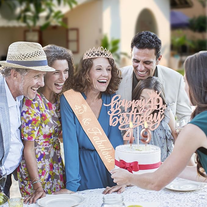 49 Birthday Decorations for Women Including Birthday Sash and Tiara, Cake - Image 5