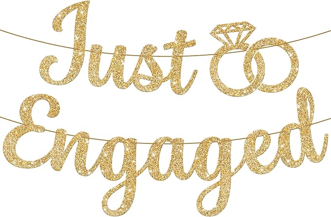 KatchOn, Glitter Gold Just Engaged Banner by KatchOn