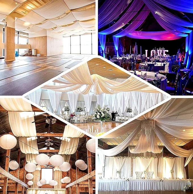PartyVillage 60ftx40ft White Ceiling Curtain - Image 4
