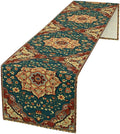 Boho Rich Table Runner, Vintage Blue Teal Gold Retro Flower Rustic Country by Unknown