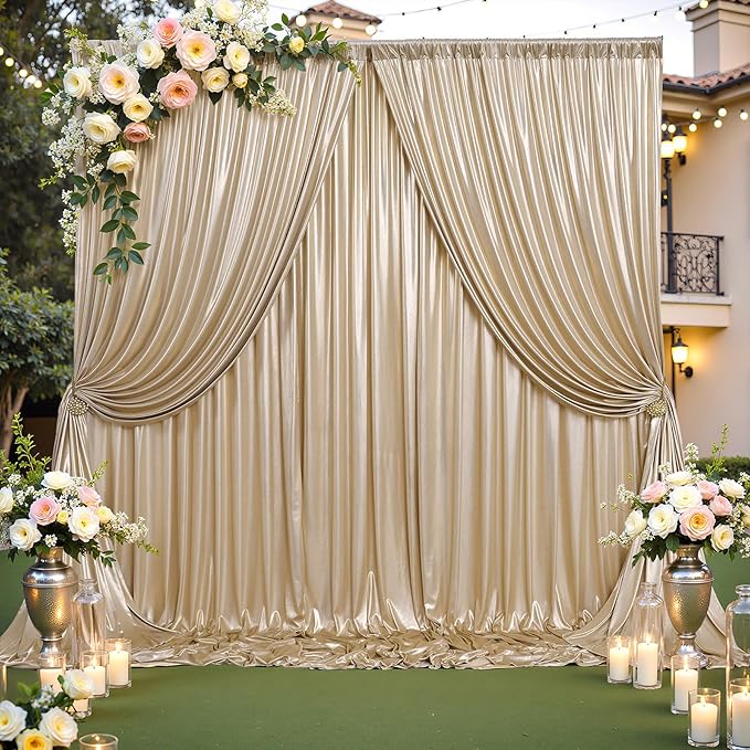 10x10 ft Champagne Sequin Backdrop Curtain Panels - Image 3