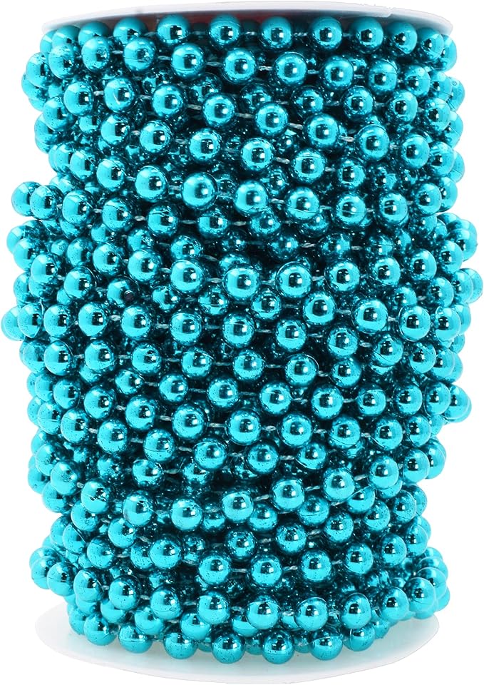 Mandala Crafts 8mm Faux Teal Pearl Beads Roll by MandalaCrafts