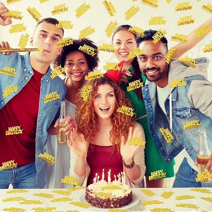 MARFOREVER Gold Happy Birthday Confetti Glitter, Birthday Party Metallic Foil - Image 2
