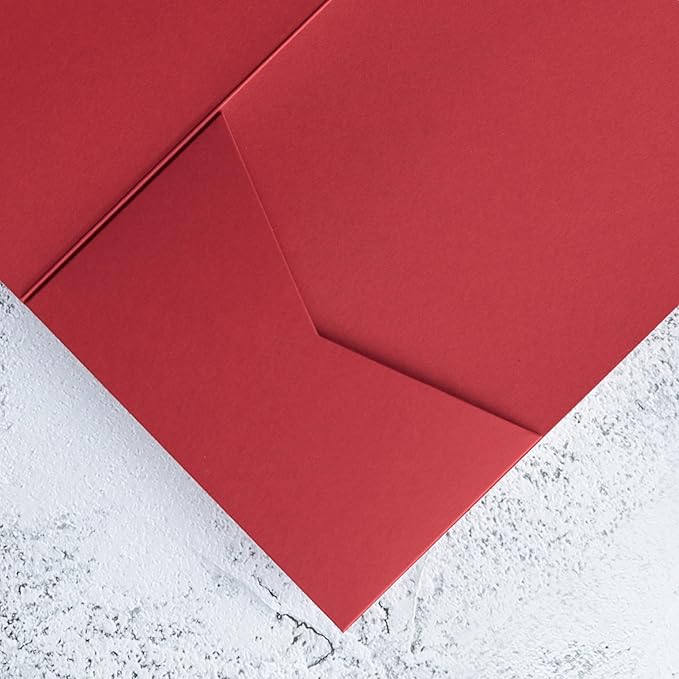 20 PCS Red Tri-fold Laser Cut Wedding Invitation Pockets - Image 6