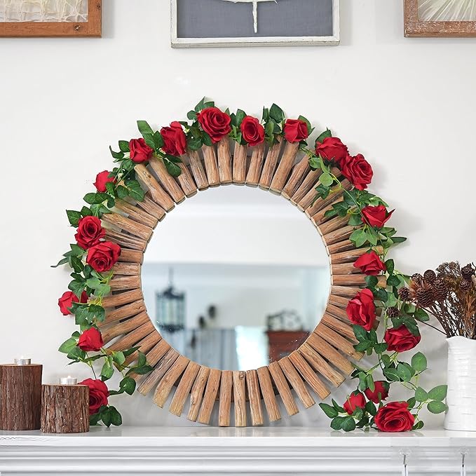 FiveSeasonStuff 29 Ft 4 Pack Rose Silk Flower Garland Artificial Flowers - Image 2